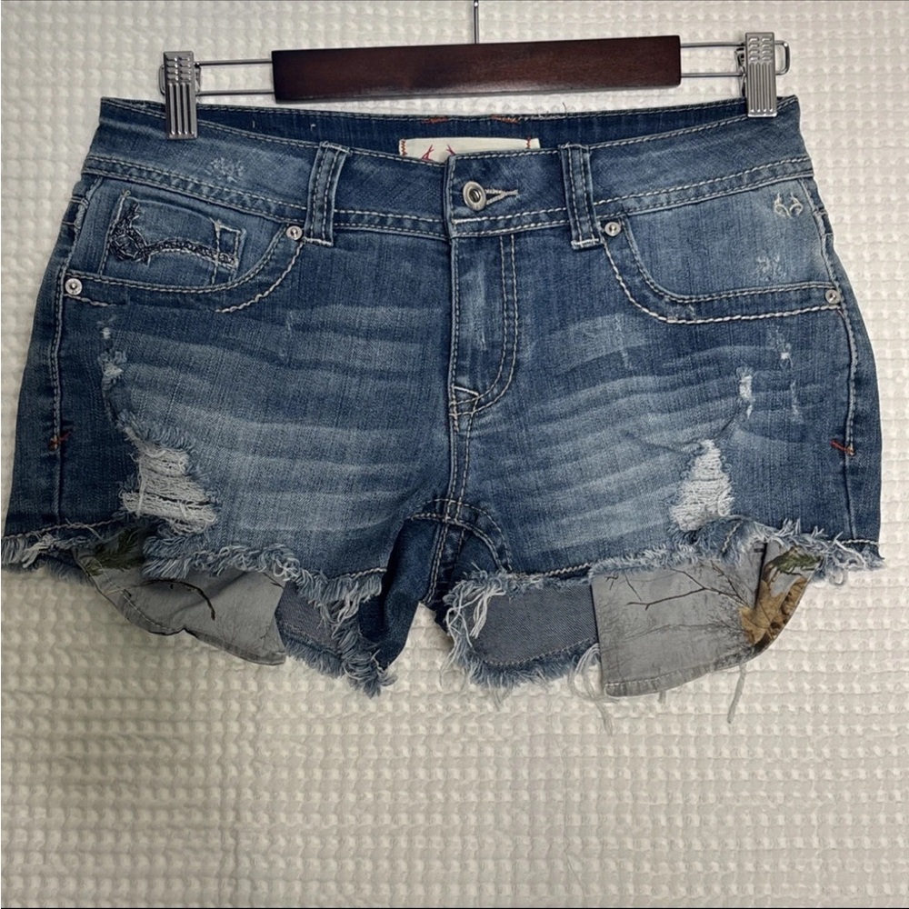 Realtree Blue Distressed Jean Shorts